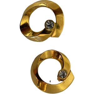 Vintage Gold-Tone Swirl Earrings With Rhinestone Accent‎